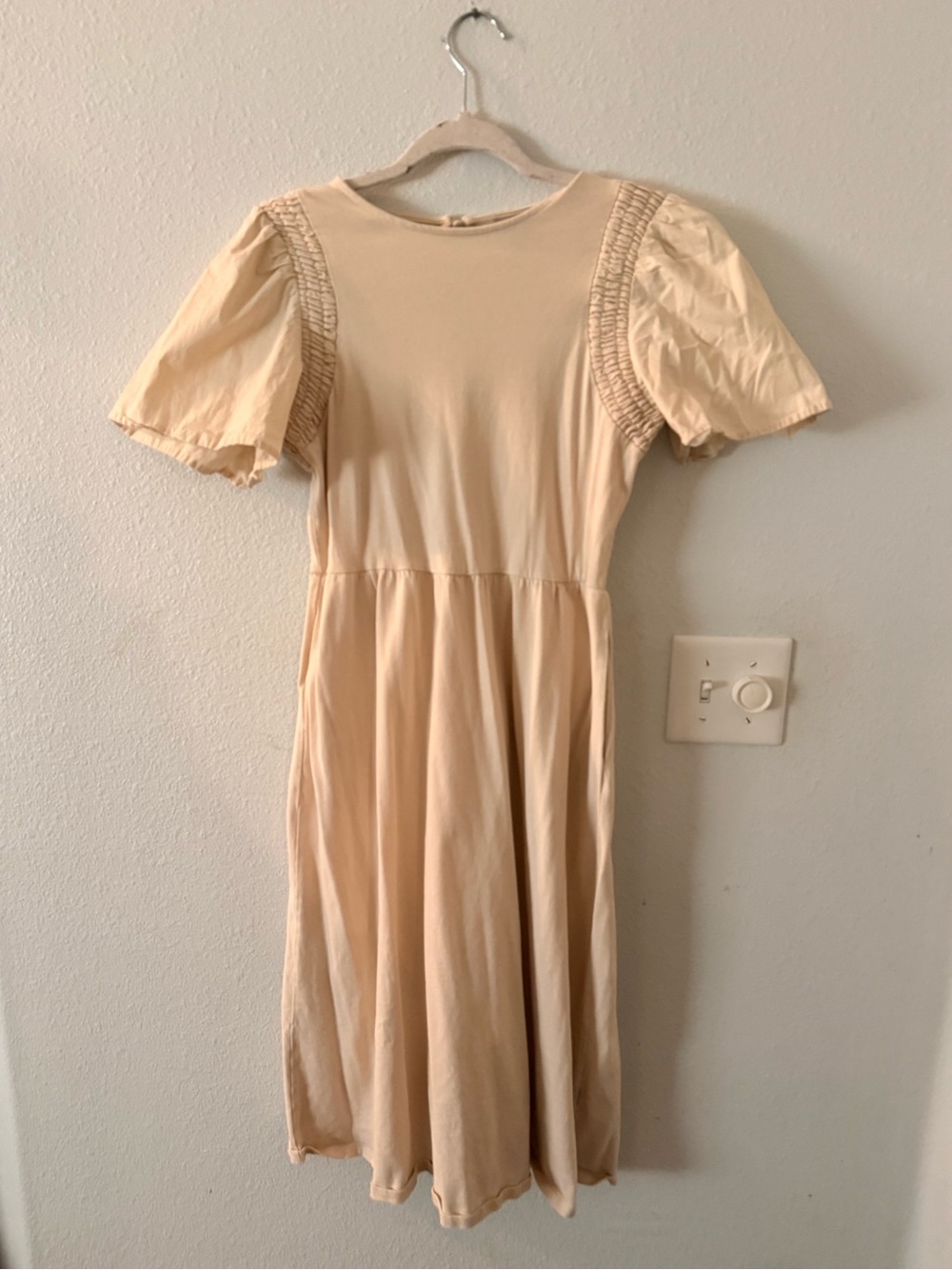 Who What Wear Cream Puff Sleeve Midi Dress - Picture 1 of 3